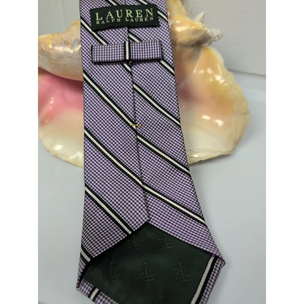 Men's Ralph Lauren Purple Striped 100% Silk Tie 59